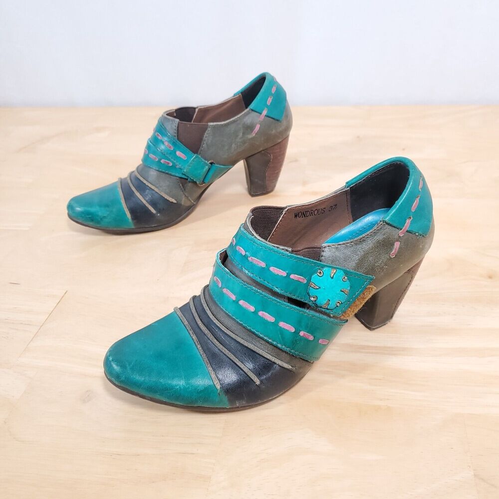 Spring Step Teal and Gray Ankle Booties